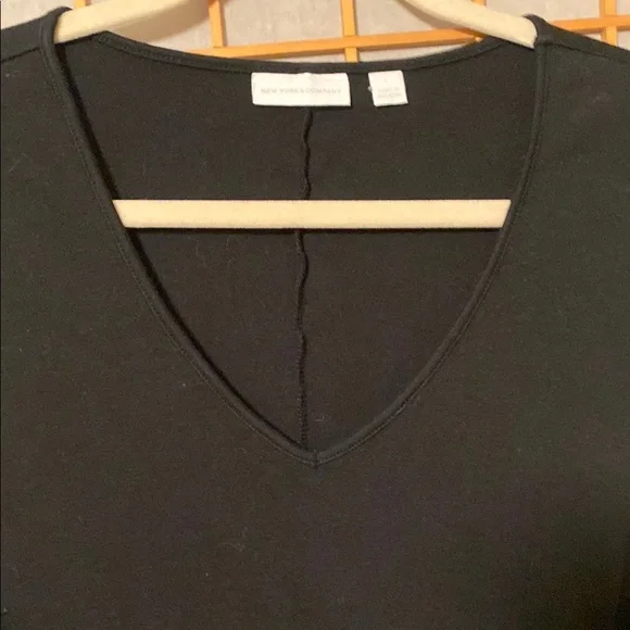 New York & Co Black Cap Sleeve A-line dress 100 % cotton size L - Picture 4 of 8